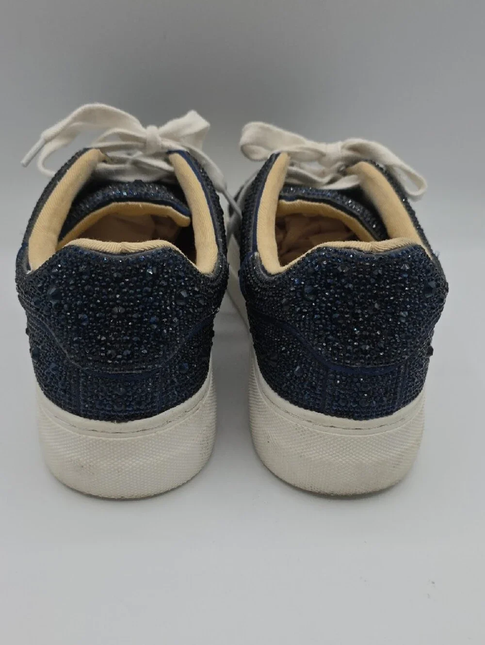 Betsey Johnson Ladies Navy Glitter Lace-Up Sneakers, Size 6M